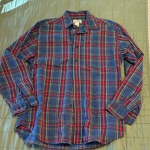 L.L. Bean Men's Blue and Red Plaid Button Down Shirt